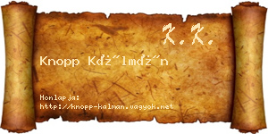 Knopp Kálmán névjegykártya