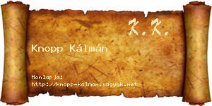 Knopp Kálmán névjegykártya